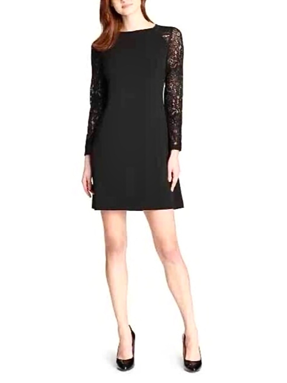 Tommy Hilfiger Women’s Formal Black Sheath Dress Lace Long Sleeves Size 12 NWT